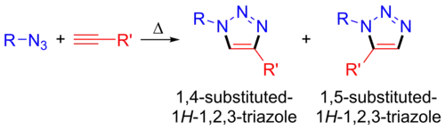 Thermal addition gives a mixture of 1,4 and 1,5 isomers