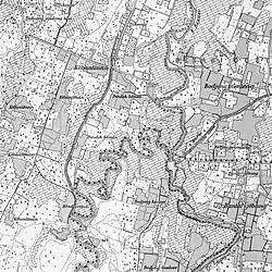 The confluence of the Cikeas and Cileungsi rivers in the upper reaches of the Bekasi River in a 1901 map.
