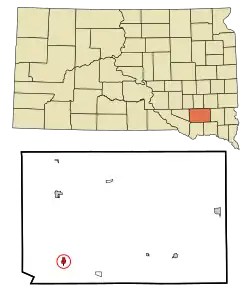 Location in Hutchinson County and the state of South Dakota