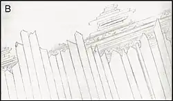 Field sketch of Hutton's Unconformity at Siccar Point, Scotland by Sir James Hall (1788).[2]