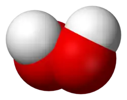 Space filling model of the hydrogen peroxide molecule
