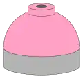 Illustration of cylinder shoulder painted pink for calibration gas