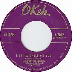 Image of "I Put A Spell On You" record label.