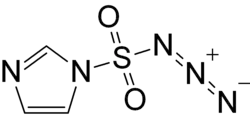 Space-filling model of the imidazole-1-sulfonyl azide molecule