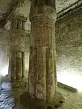 Two papyrus shaped stone columns in Meryre's tomb