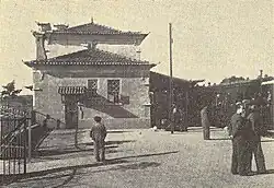Photo of the Mogadouro station in 1938 at the inauguration of the rail section between it and Duas Igrejas - Miranda.