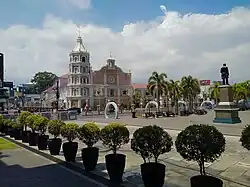 Balanga city plaza showing the church