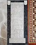 Incised slab in the chancel of the church commemorating Elizabeth Havers (1608-1633/4), Stockerston, Leicestershire. It was most likely made by William Wright of Charing Cross.[3]