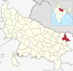 Location of Kushinagar district in Uttar Pradesh