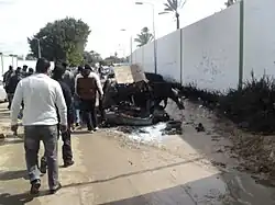 Demonstrators inside the al Fadeel battalion compound, al Berka, Benghazi