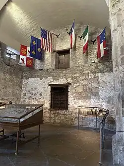 Interior of the Alamo Mission chapel in April 2025