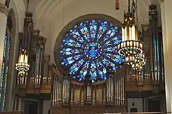 Interior view of north-facing rose window