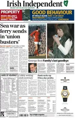 Broadsheet version of the Irish Independent, 24 November 2005