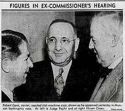 Newspaper clipping of photo with headline "Figures at Ex Commissioner Hearing"