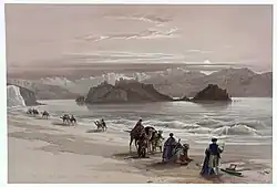 Image 38Isle of Graia Gulf of Akabah Arabia Petraea at Caravan (travellers), by David Roberts and Louis Haghe (edited by Durova) (from Wikipedia:Featured pictures/Artwork/Others)