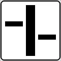 Direction of main road (example). It is used with priority sign