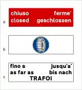Information about road condition of passes: road closed after the town shown and mandatory snow chains
