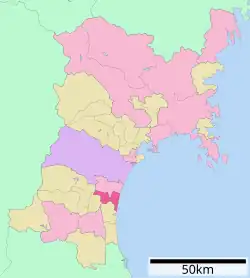 Location of Iwanuma in Miyagi Prefecture