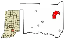 Location of Seymour in Jackson County, Indiana.