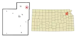 Location within Jackson County and Kansas