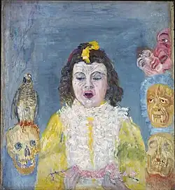 Girl with Masks or Eucharist (1921), oil on canvas, 57.2 × 52.5 cm, Städelsches Art Institute and Urban Gallery, Frankfurt