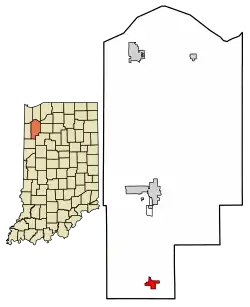 Location of Remington in Jasper County, Indiana.