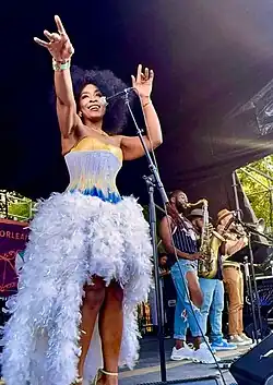 Jazz singer Quiana Lynell performing at the French Quarter Fest in 2024