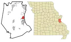 Location of Pevely, Missouri