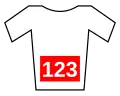 A white jersey with red numbers