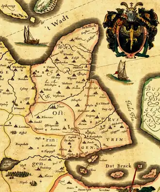 Jeverland around 1600, by Ubbo Emmius