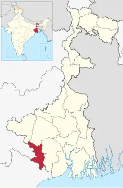 Location of Jhargram district in West Bengal
