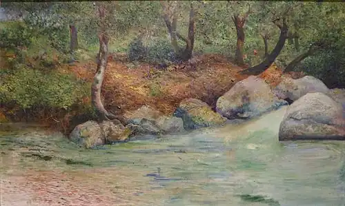 Paisaje con bosque y río, early 20th century, by Joaquín Clausell