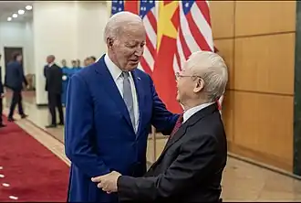 Trọng with U.S. president Joe Biden in September 2023