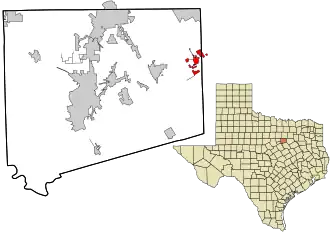 Location in Johnson County and the state of Texas
