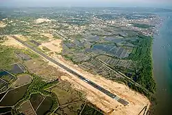 Aerial view of the airport prior to the construction of the new terminal