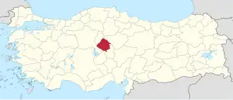 Location of the province within Turkey