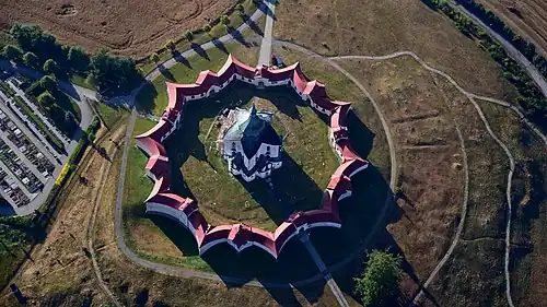 Aerial footage of church