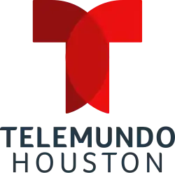 The Telemundo network logo, consisting of two red pieces that form the letter T, and under them, the words "Telemundo" and "Houston" on separate lines.