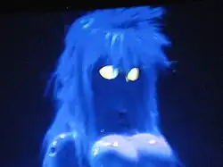 West's alien prop with her glowing eyes and blue wig from the Pepsi Center in Denver, Colorado