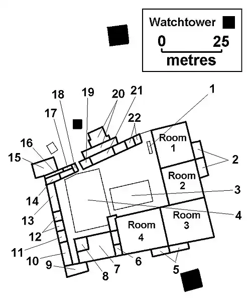 Zone 6 1: Washing place for clothes 2: WC 3: Table for carambole under a roof 4: Cement field 5: WC 6: Kiosk 7: Café 8: Mosque 9: Orthodox church 10: Workshop 11: Tailor's shop 12: Barber 13: Protestant church 14: Economic committee's office 15: Kitchen 16: Prisoner committee's administration 17: Disciplinary committee's officer and punishment room 18: Prisoner committee's room for speakers and music 19: Prisoner committee's office for counseling 20: Office for the zone police officers 21: Library and classroom