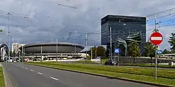 View of the avenue featuring other Katowice landmarks