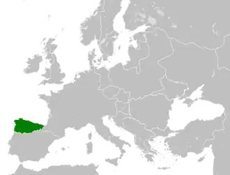 Location of the Kingdom of Asturias in 814 AD