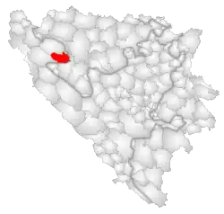 Location of Ključ within Bosnia and Herzegovina.