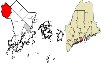 Location in Knox County and the state of Maine.