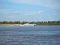Raketa hydrofoil passes by Kstovo on the Volga River.