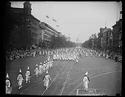 Ku Klux Klan marching down Pennsylvania Ave., Washington, D.C.