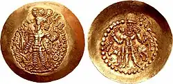 Coin in the name of Kushano-Sasanian Varahran I struck under Kidara circa CE 350-365. Crown with ribbon flying upward. Kidarite tamgha to the right. Balkh mint.