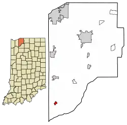 Location of La Crosse in LaPorte County, Indiana.