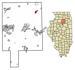 Location of Sheridan in LaSalle County, Illinois.