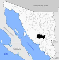 Location of the municipality in Sonora